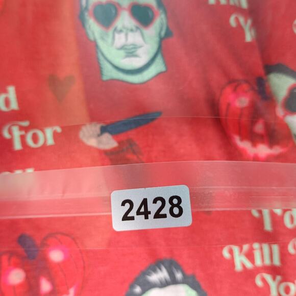 A Black Star Pajama Set Womens Large Red Halloween Horror Graphic Shorts Lounge - Picture 9 of 9